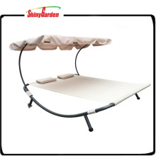 Outdoor Double Sun lounger Bed with Canopy and Wheel Canopy Bed